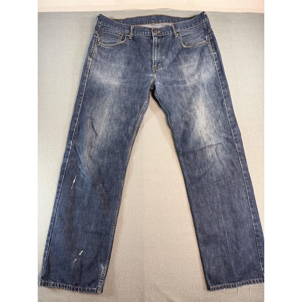 Levi's 569 Jeans Mens‎ 36x34 Med Wash Blue Relaxed Straight Distressed Denim